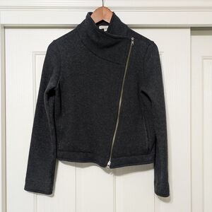 EILEEN FISHER Wool Blend Black Zipper Assumeyrical Sweater Cardigan Women Xsmall